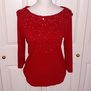 Rafaella Red Embellished Top